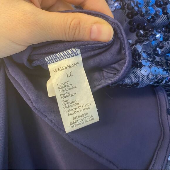 WEISSMAN Dance Costume acro blue jumpsuit unitard Sweet Nothing 7676 child LC - Picture 13 of 15